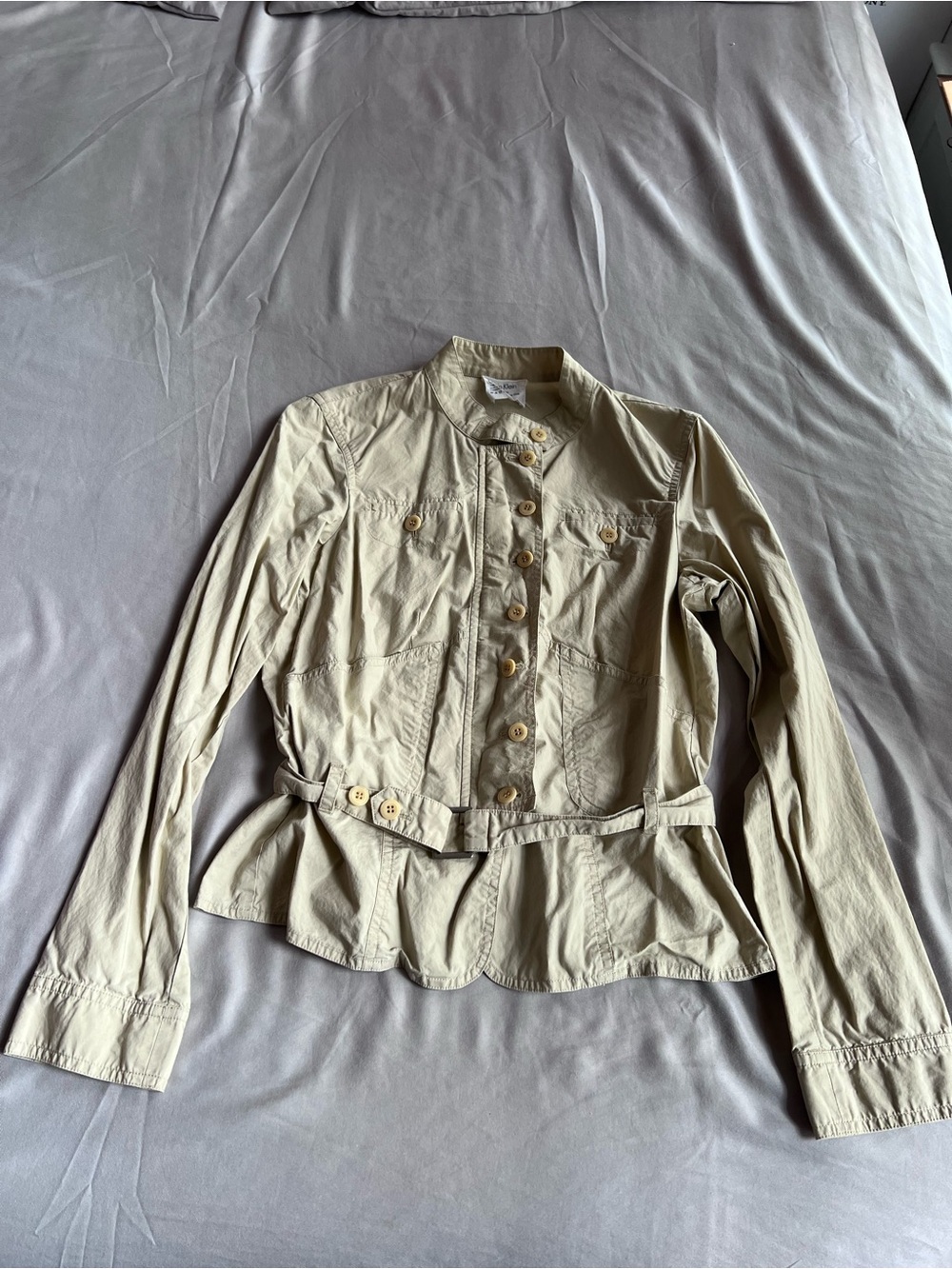 Calvin Klein khaki tan utility peplum jacket